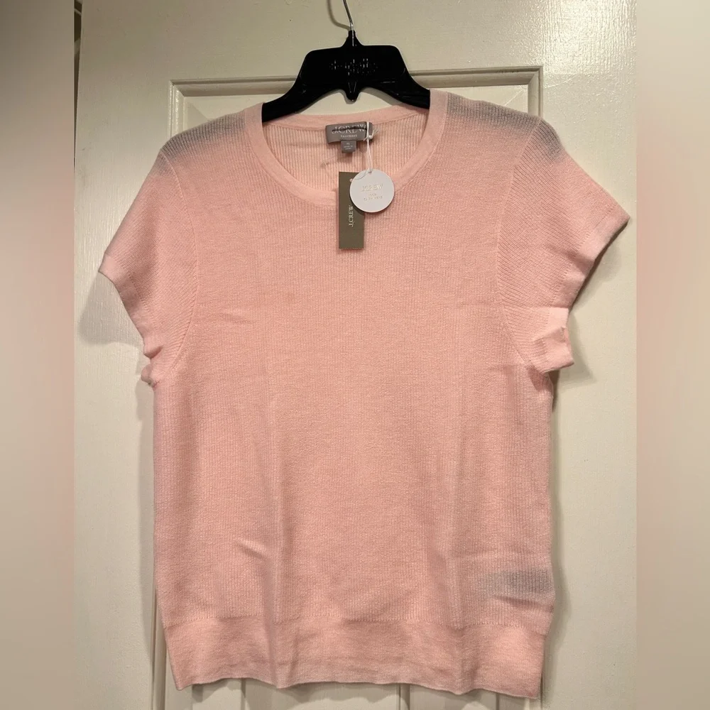 J.Crew NWT Ribbed featherweight cashmere T-shirt in Pink